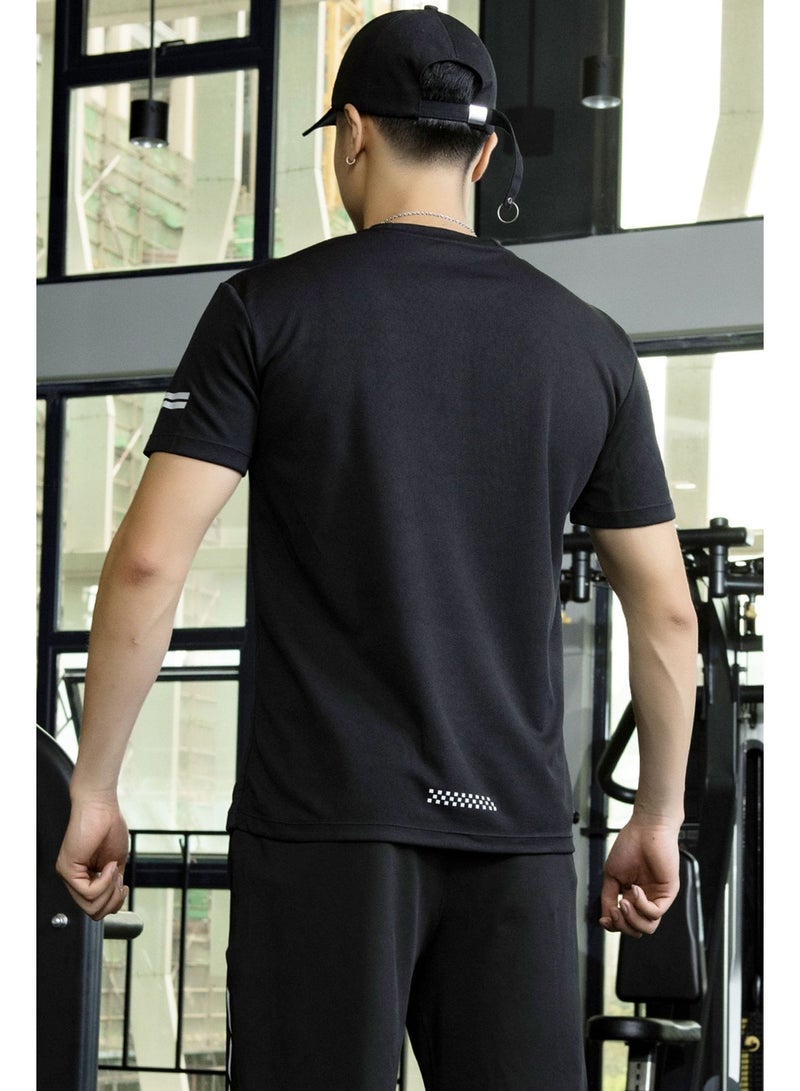 Men's Sports And Leisure T-shirts Fashion Simple Printed Short Sleeve Round Neck Mesh Breathable Loose Fitness Tops - Image 3