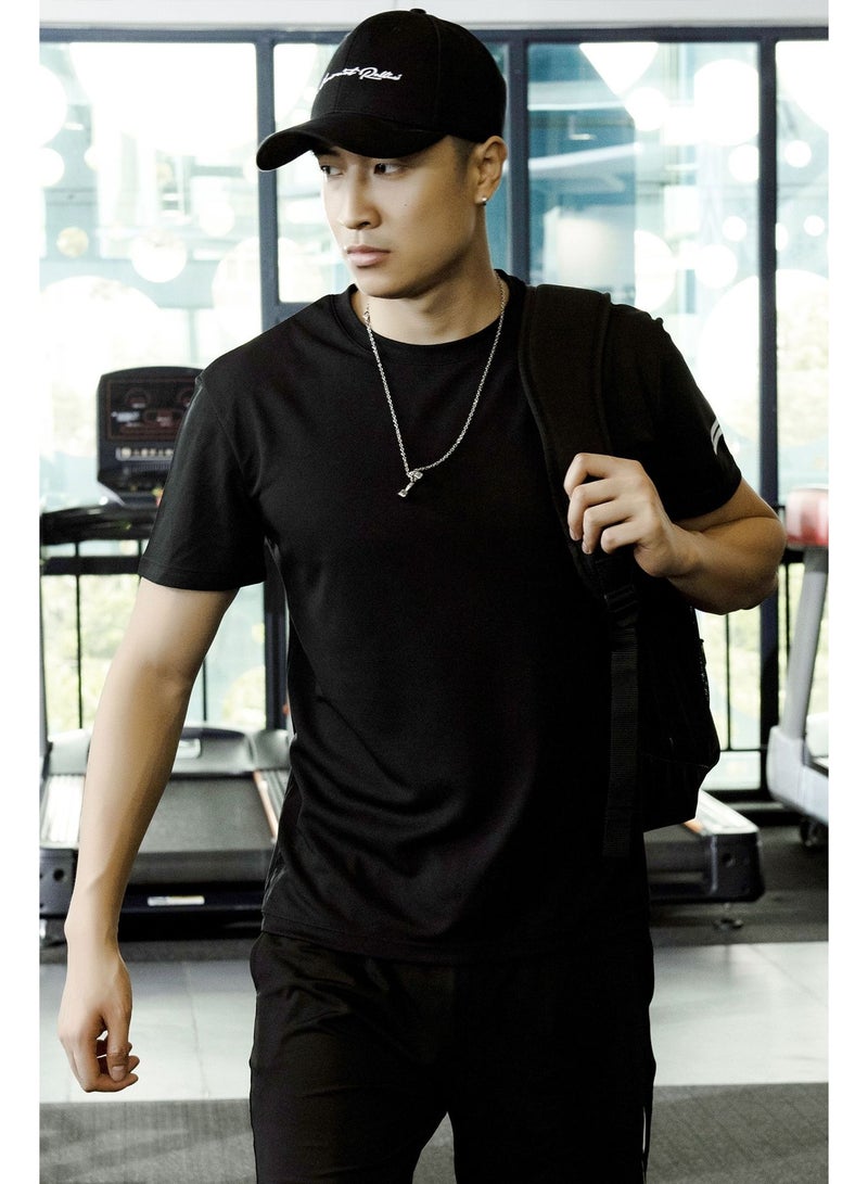 Men's Sports And Leisure T-shirts Fashion Simple Printed Short Sleeve Round Neck Mesh Breathable Loose Fitness Tops - Image 2