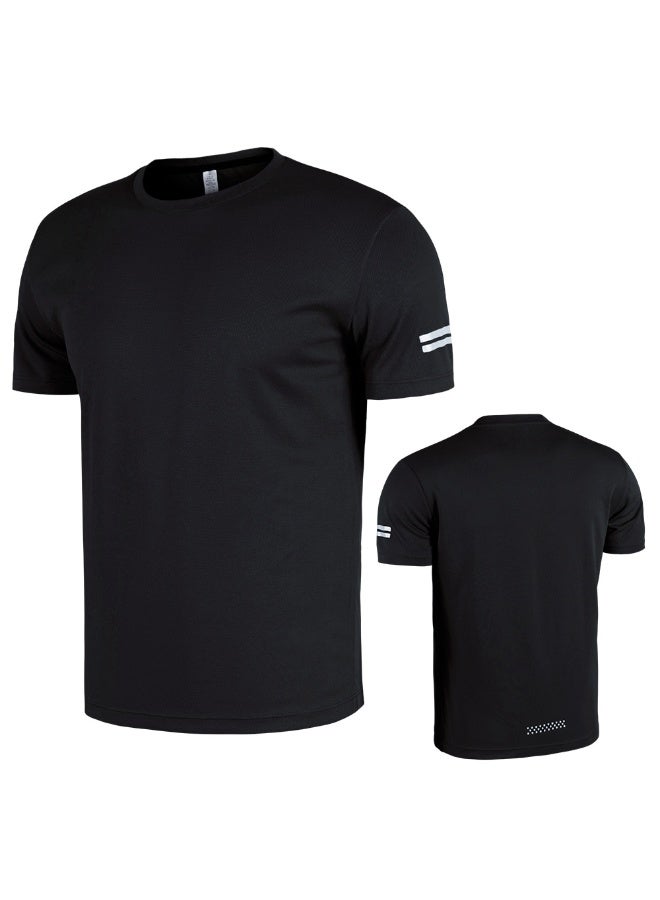 Men's Sports And Leisure T-shirts Fashion Simple Printed Short Sleeve Round Neck Mesh Breathable Loose Fitness Tops - Image 1