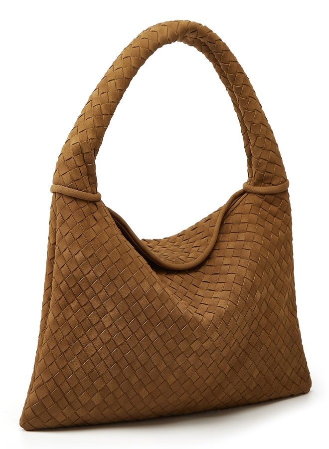 Niction Slouchy Woven Suede Hobo Bags Women Trendy Suede Purse Crossbody Crescent Shoulder Satchel Work Bag Top Handle Tote Handbag, Khaki, One size - Image 4