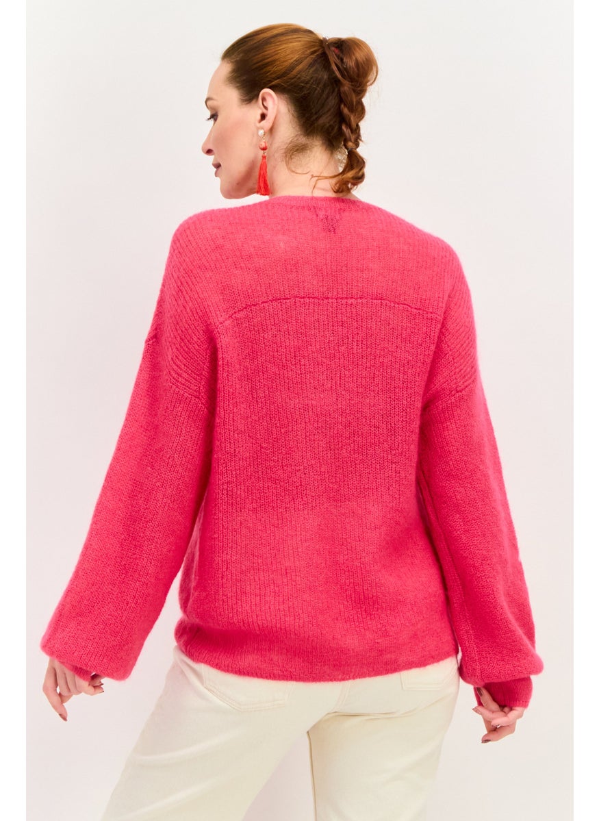 Women Crew Neck Long Sleeves Knitted Sweater, Pink - pzsku/ZD41ED17042D0E7F7CC86Z/45/_/1737641938/79827946-f4e7-4761-a0bb-747af65b0d07