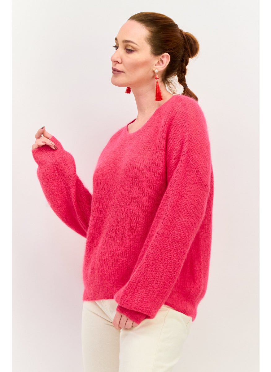 Women Crew Neck Long Sleeves Knitted Sweater, Pink - pzsku/ZD41ED17042D0E7F7CC86Z/45/_/1737641940/9a9c5302-d681-4607-877a-9b0e9739c0ff