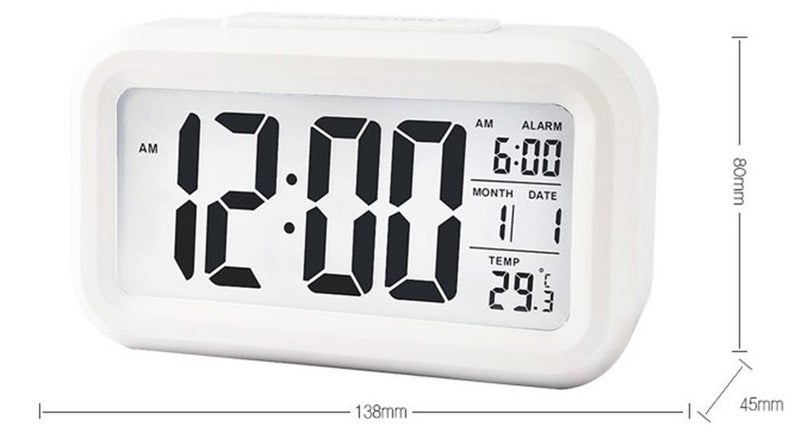 Keetech LED Alarm Clock Creative Large Digital Display Snooze Function with Temperature and Electronic Calendar Luminous White - Image 5