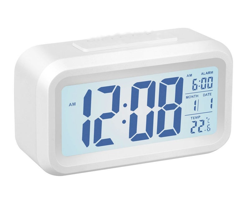Keetech LED Alarm Clock Creative Large Digital Display Snooze Function with Temperature and Electronic Calendar Luminous White - Image 1