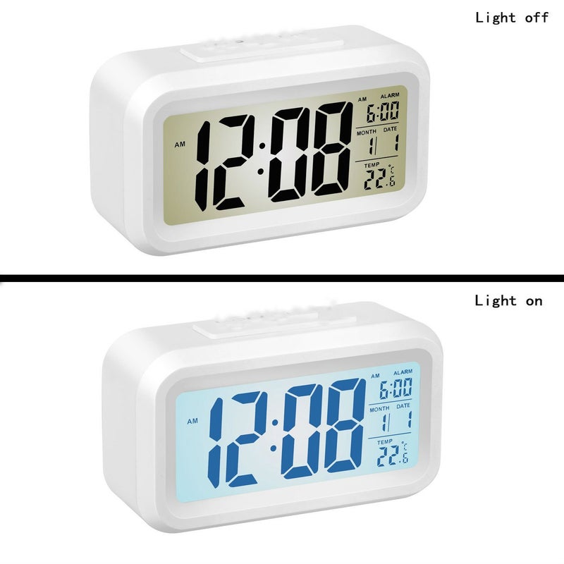 Keetech LED Alarm Clock Creative Large Digital Display Snooze Function with Temperature and Electronic Calendar Luminous White - Image 3