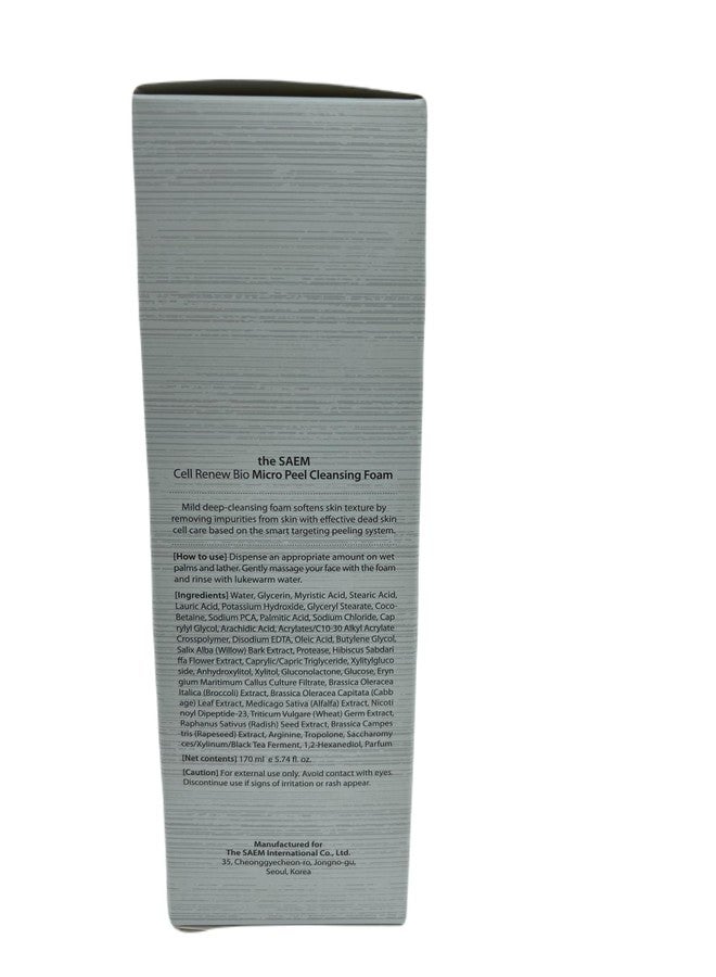 THESAEM Cell Renew Bio Micro Peel Cleansing Foam - Face Exfoliating Cleanser PHA Enzyme - Marine Eryngium Peptide Kombucha - Gentle Daily Pore Refining Hydrating Soothing Korean Skincare Wash, 5.75oz - Image 2