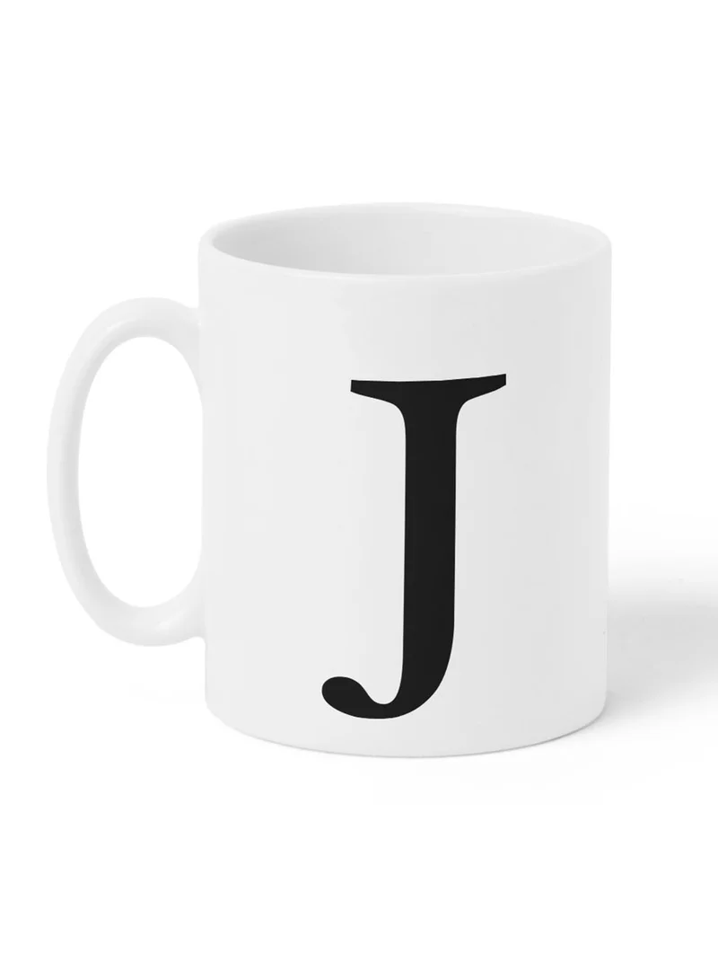 LOWHA 11 oz Ceramic Mug with Letter J Design on Both Sides