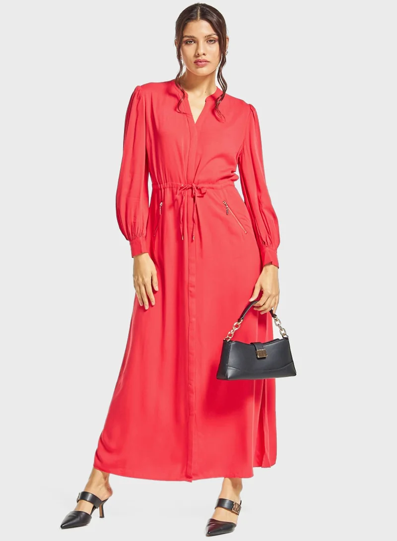Iconic Puff Sleeve Tie Detail Dress