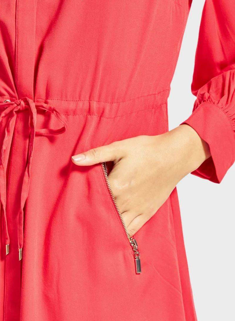 Iconic Puff Sleeve Tie Detail Dress