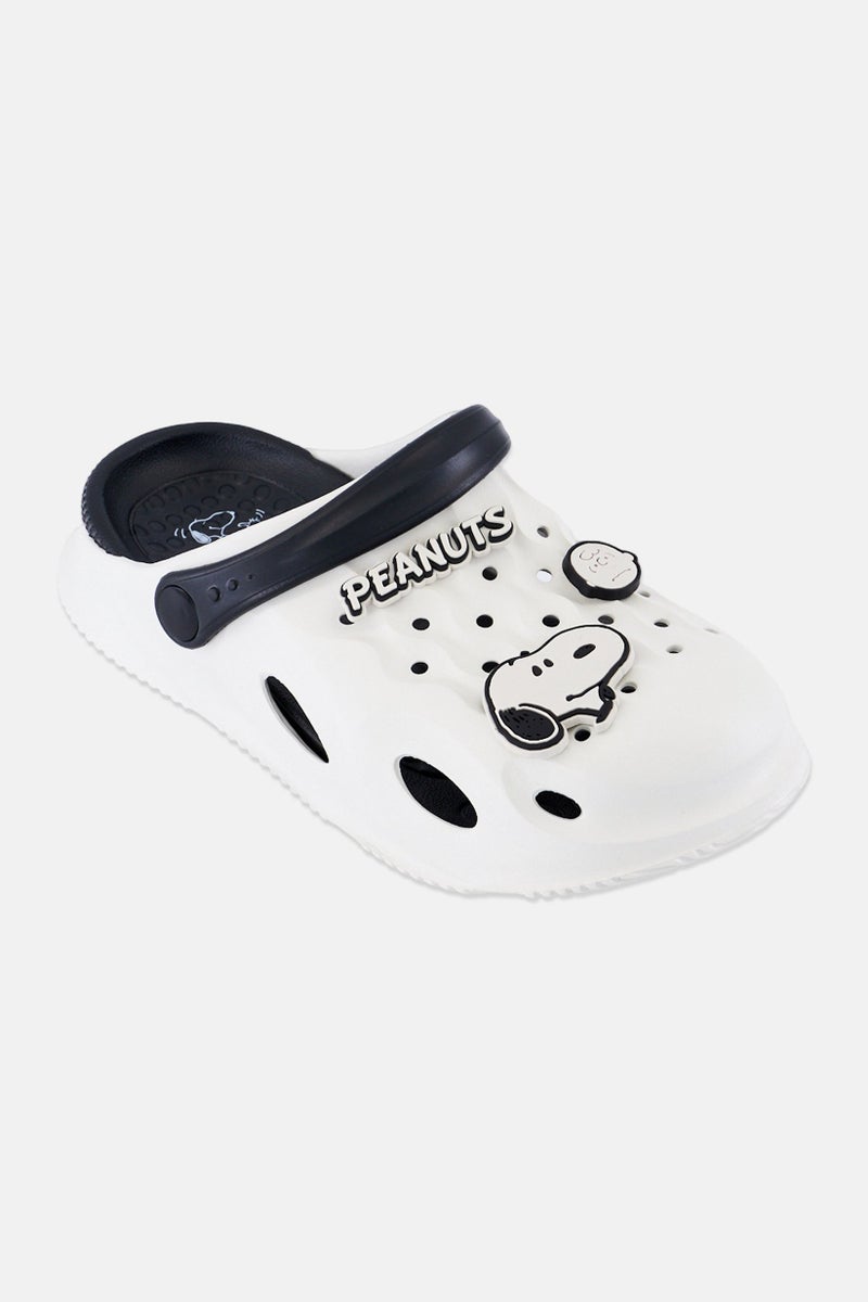Peanuts Kids Boy Peanuts Slingback Clogs, Off White - Image 1