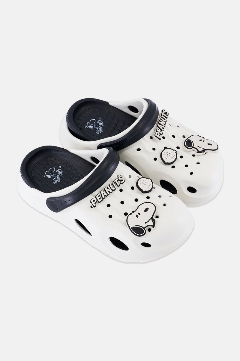 Peanuts Kids Boy Peanuts Slingback Clogs, Off White - Image 4