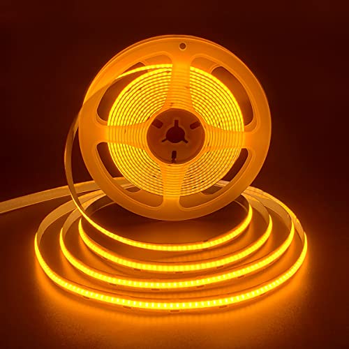 HAMRVL COB LED Strip Lights Orange,DC12V 16.4ft/5M 320leds/M CRI90 Bright Flexible LED Tape 8mm, for Indoor Home Cabinet, Bedroom, Kitchen, Stage, Backlight DIY Lighting(Without Power Supply) (Orange) - Image 1