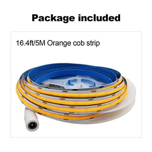 HAMRVL COB LED Strip Lights Orange,DC12V 16.4ft/5M 320leds/M CRI90 Bright Flexible LED Tape 8mm, for Indoor Home Cabinet, Bedroom, Kitchen, Stage, Backlight DIY Lighting(Without Power Supply) (Orange) - Image 5