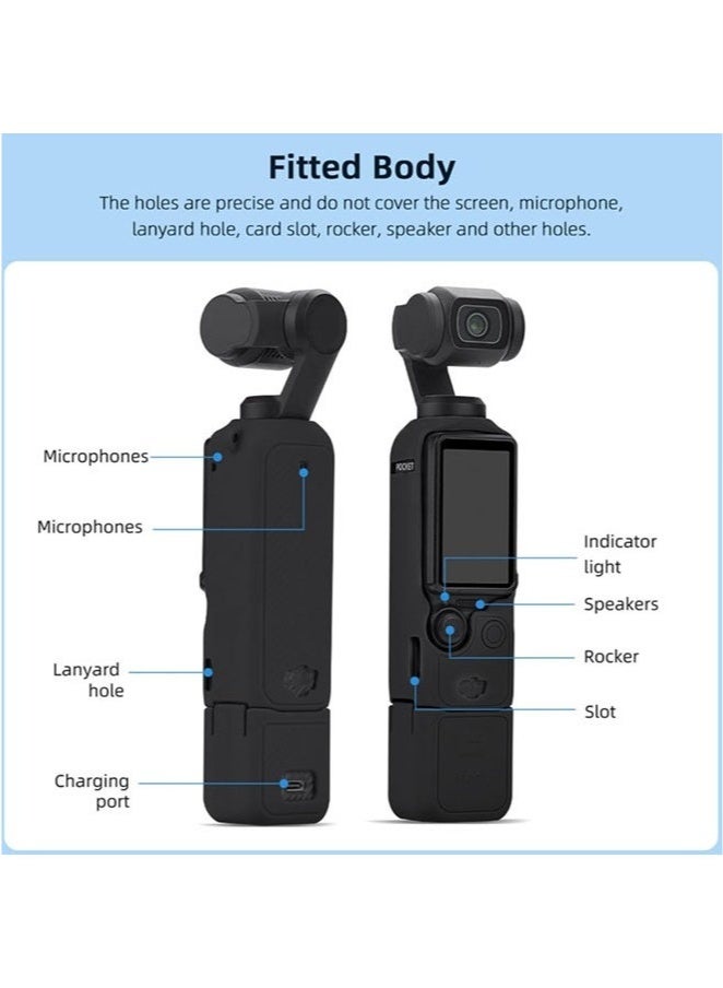 KENSUO DJI OSMO Pocket 3 Accessory Kit, Silicone Protective Case Cover, Tempered Glass Screen Protector, Lens Protector  - Image 3