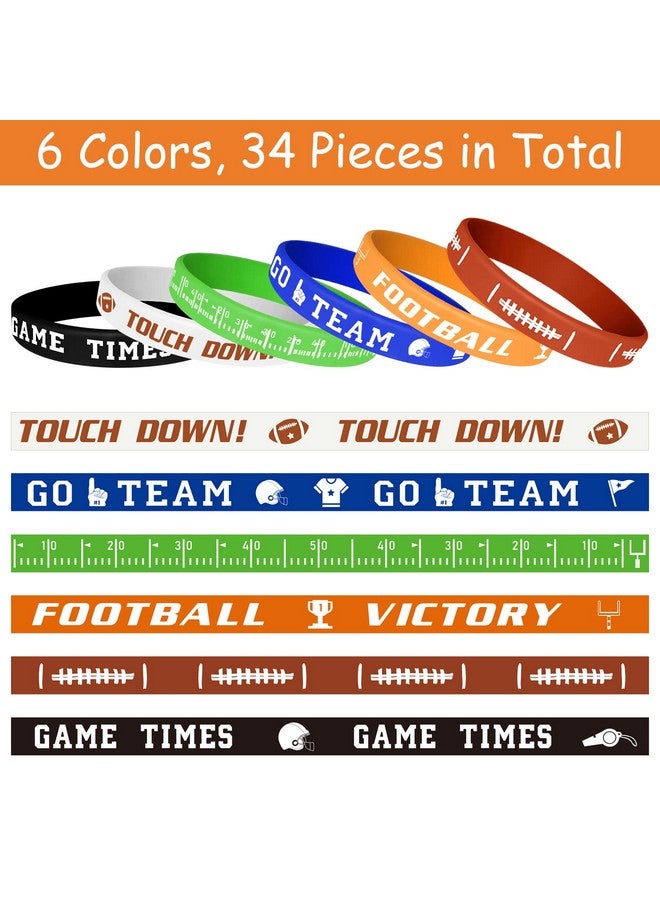 MIAHART Football Theme Bracelets Silicone Wristband For Sport Theme Birthday Party Supplies 34 Pieces In 6 Styles - Image 3