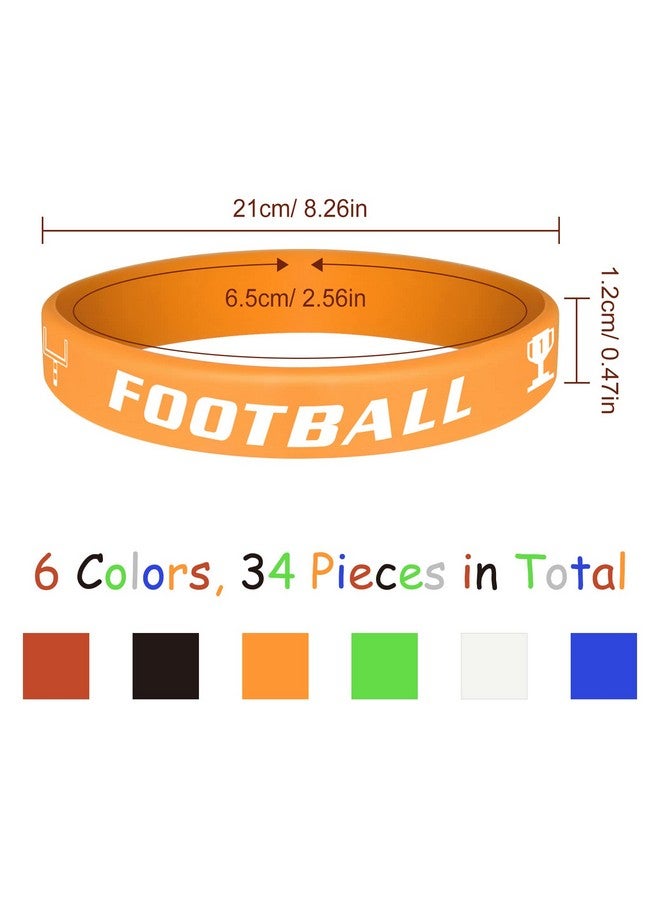 MIAHART Football Theme Bracelets Silicone Wristband For Sport Theme Birthday Party Supplies 34 Pieces In 6 Styles - Image 4