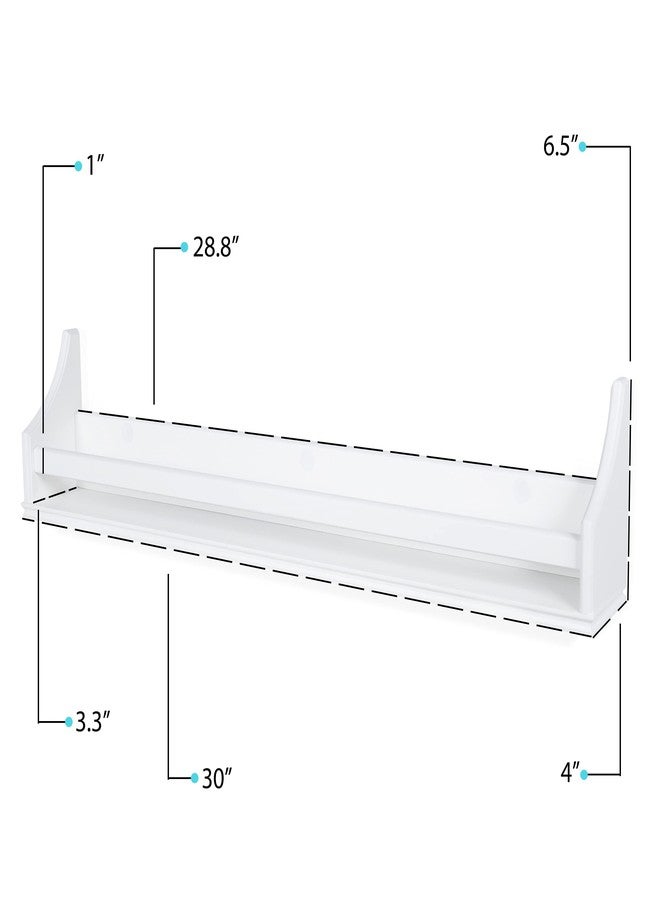 brightmaison Angel 30 inch Long Floating Shelves for Wall, Nursery Decor Toy Storage Shelf & Kids Bookshelf, Set of 3 White - Image 5