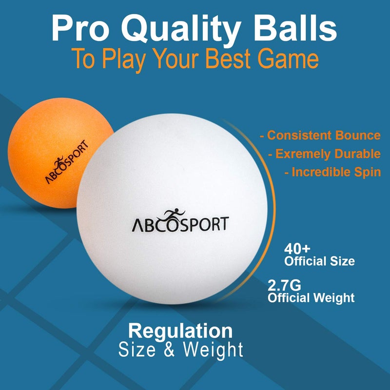 Abco Tech Ping-Pong Paddles and Balls Set - Professional, Recreational Table Tennis Paddles Set - Includes 4 Rackets with Flared Handles with 6 Balls - Black and Red Rubber for Optimal Spin Control - Image 5