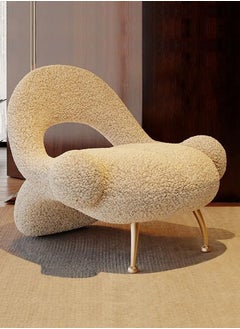 fashionhome Italian Luxury Artistic Design Leisure Sofa Chair Back Bent Style Reception Single Chair Contemporary Accent Chair Living Room Chair 78x78x80 cm (Fully Assembled)  - Image 1