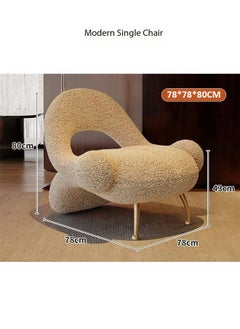 fashionhome Italian Luxury Artistic Design Leisure Sofa Chair Back Bent Style Reception Single Chair Contemporary Accent Chair Living Room Chair 78x78x80 cm (Fully Assembled)  - Image 2
