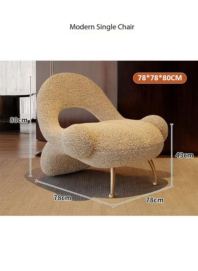 fashionhome Italian Luxury Artistic Design Leisure Sofa Chair Back Bent Style Reception Single Chair Contemporary Accent Chair Living Room Chair 78x78x80 cm (Fully Assembled)  - Image 2