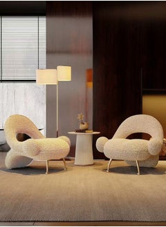 fashionhome Italian Luxury Artistic Design Leisure Sofa Chair Back Bent Style Reception Single Chair Contemporary Accent Chair Living Room Chair 78x78x80 cm (Fully Assembled)  - Image 3