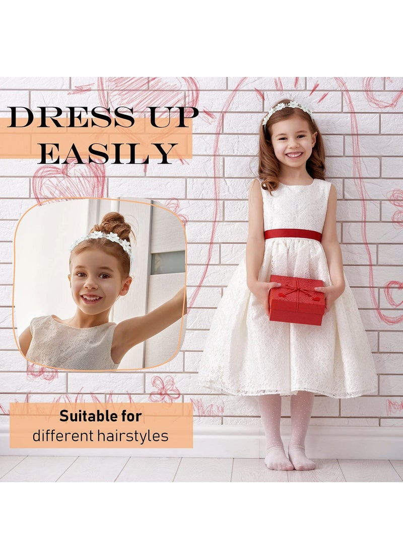 Y&D Headband White Flower Bridal Headpieces for Wedding Bride Hair Ribbon and Rhinestones Girl Accessories - Image 5