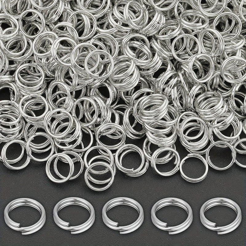 300pcs White K Alloy 6mm Double Layer Jump Rings For Jewelry Pendant Making DIY Keychain Chain Charm Connector Split Ring Earring Dangle Clasp Double Loop Connection Rings Accessories - Image 1