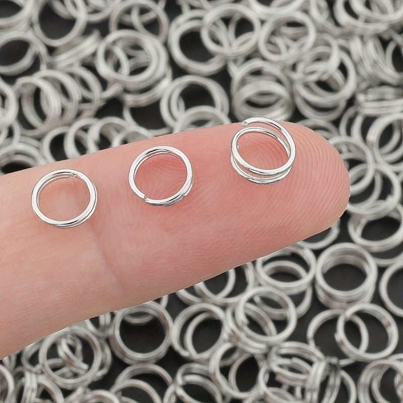 300pcs White K Alloy 6mm Double Layer Jump Rings For Jewelry Pendant Making DIY Keychain Chain Charm Connector Split Ring Earring Dangle Clasp Double Loop Connection Rings Accessories - Image 3