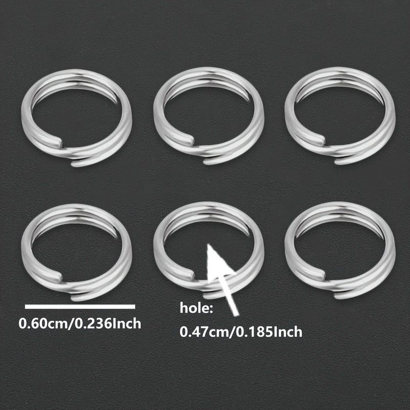 300pcs White K Alloy 6mm Double Layer Jump Rings For Jewelry Pendant Making DIY Keychain Chain Charm Connector Split Ring Earring Dangle Clasp Double Loop Connection Rings Accessories - Image 4