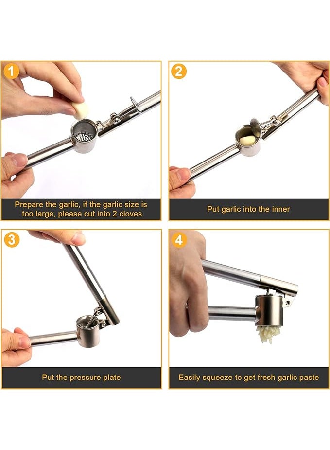 أيكيا عصارة/هراسة ثوم يدوية احترافية من الستانلس ستيل - سهلة الاستخدام والتنظيف - Image 4