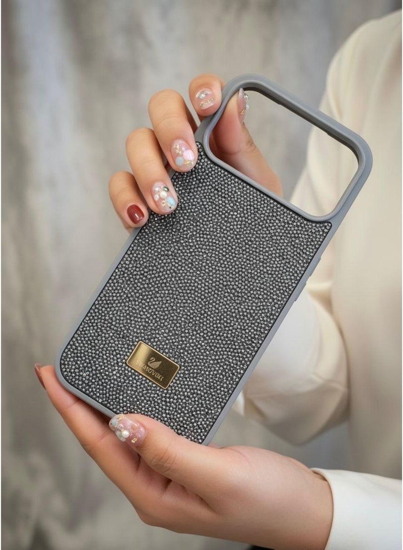 SWAROVSKI iPhone 17 Pro Max Grey Swarovski Crystal Fabric Case