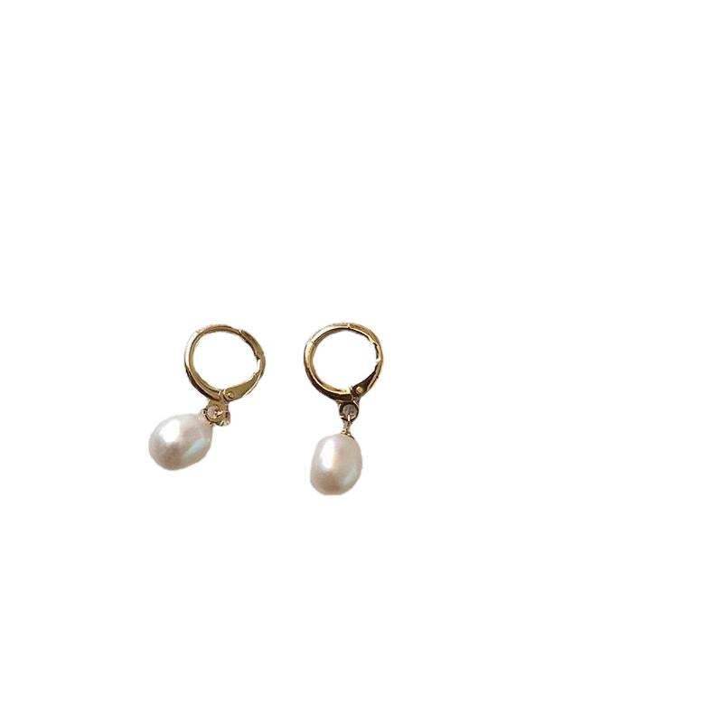 JHJ Gold Pearl Hoop Earrings with Lightweight Huggie Profile for Daily Wear and Elegant Styling - Image 5