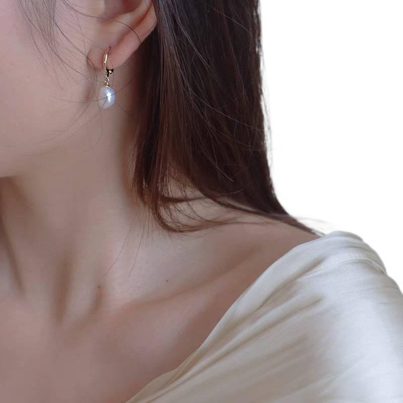 JHJ Gold Pearl Hoop Earrings with Lightweight Huggie Profile for Daily Wear and Elegant Styling - Image 2