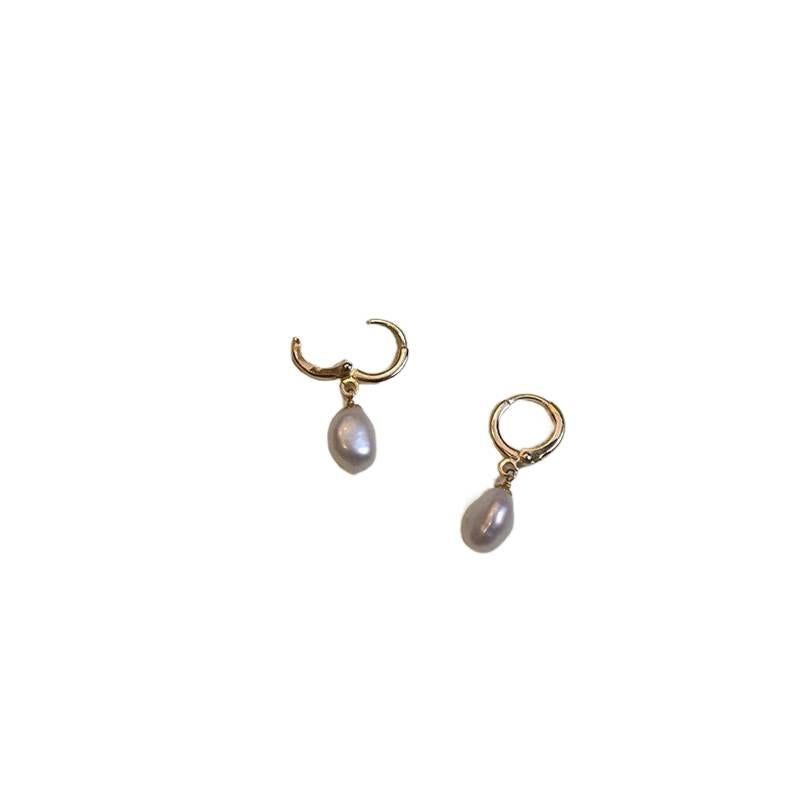 JHJ Gold Pearl Hoop Earrings with Lightweight Huggie Profile for Daily Wear and Elegant Styling - Image 4