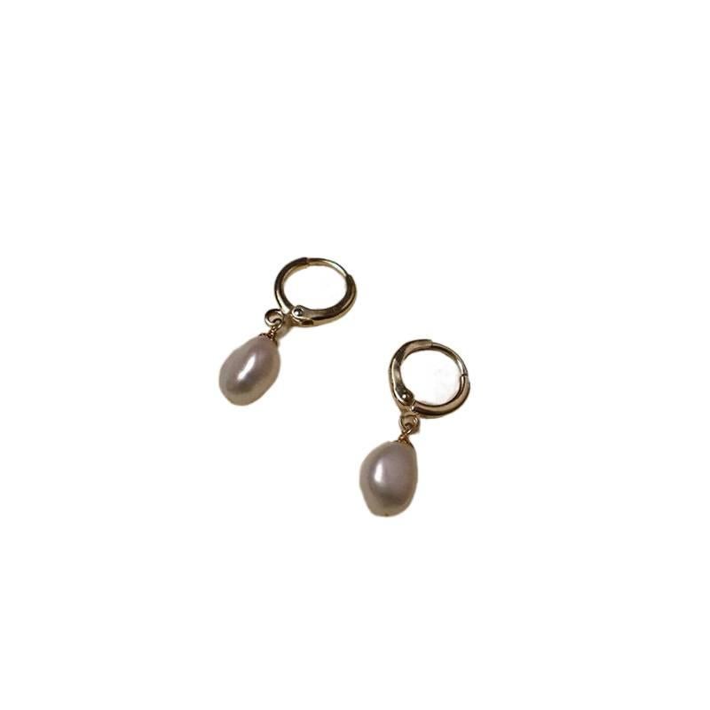 JHJ Gold Pearl Hoop Earrings with Lightweight Huggie Profile for Daily Wear and Elegant Styling - Image 3