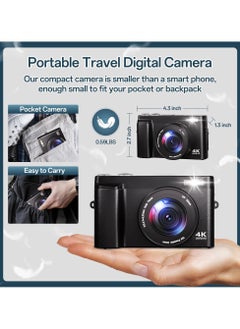 IqwiCam 4K Digital Camera for Photography, 64GB TF Card, 48MP Autofocus Vlogging Camera for YouTube with 3'' 180°Flip Screen, 16X Digital Zoom Anti-Shake Compact Travel Camera  - Image 5