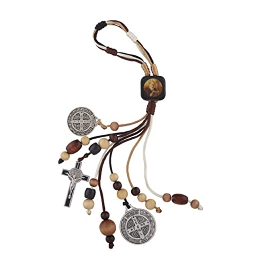 H HOLLY LINES St Benedict Catholic Door Hanger Home Blessing Kit includes St. Benedict Devil Chasing Protection Medals, Wooden Beads & Crucifix, Card. - Image 2