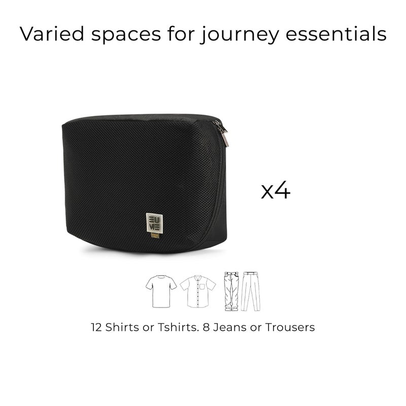 EUME Storage Pods, Set of 4 - Polyester Packing Cubes for Men and Women Luggage Travel Organizer Set of Packing Bag (4 Large) (Black) - Image 2