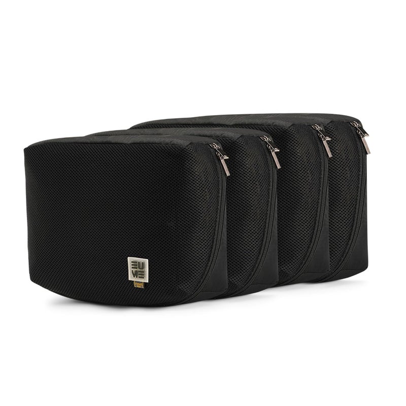 EUME Storage Pods, Set of 4 - Polyester Packing Cubes for Men and Women Luggage Travel Organizer Set of Packing Bag (4 Large) (Black) - Image 1