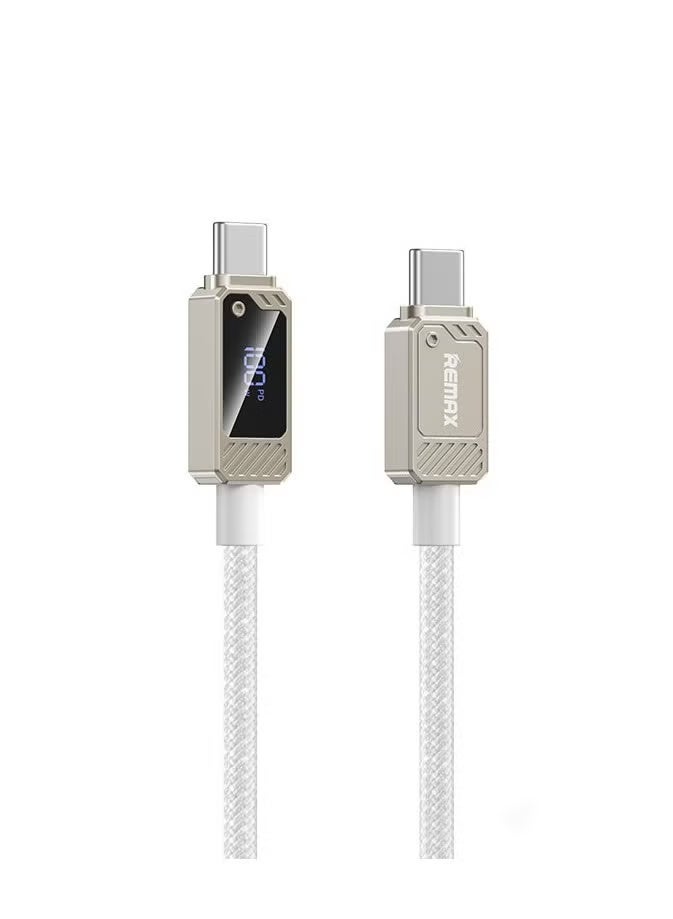 REMAX Type C Data Cable 100W 1.2M Braided USB C Data Cable Fast Charging Durable and Unique With LED Indicator Compatible with iPhone 16 15 Series Samsung Galaxy S24 S23 Z Flip 6 5 Macbook Pro Air Mini iPad