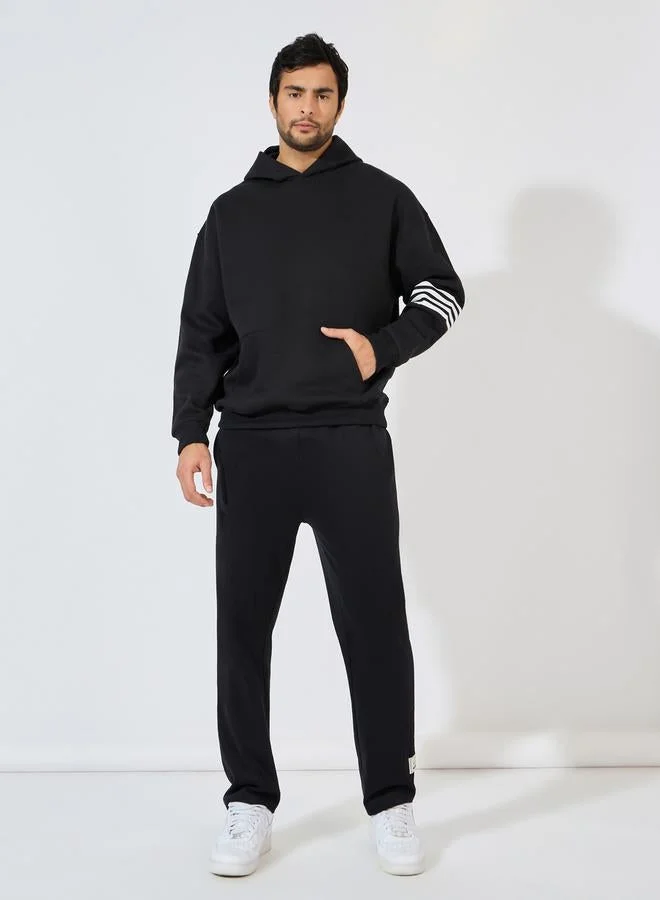 Styli Oversized Stripe Panel Heavy Hoodie