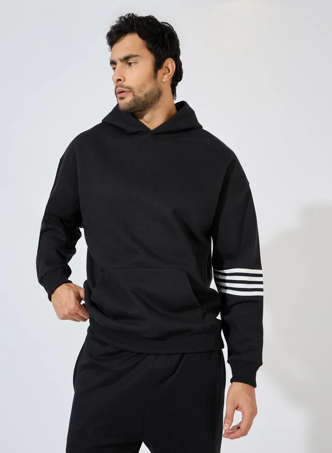 Styli Oversized Stripe Panel Heavy Hoodie