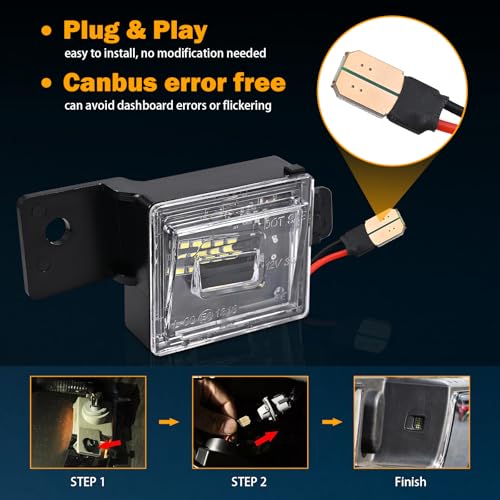 KanSmart LED License Plate Light Compatible with Chevy Silverado GMC Sierra 1500 2500HD 3500HD 2014-2022 Colorado Canyon Pickup Truck License Plate Lights Assembly Tag Lamp 6000K White - Image 5