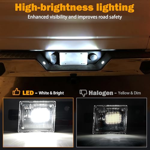 KanSmart LED License Plate Light Compatible with Chevy Silverado GMC Sierra 1500 2500HD 3500HD 2014-2022 Colorado Canyon Pickup Truck License Plate Lights Assembly Tag Lamp 6000K White - Image 4