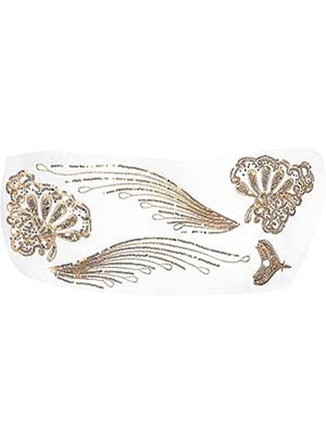 Gold Sequin Mesh Embroidery Patch Pair Floral Applique For DIY Garment Accessories Craft - Image 1