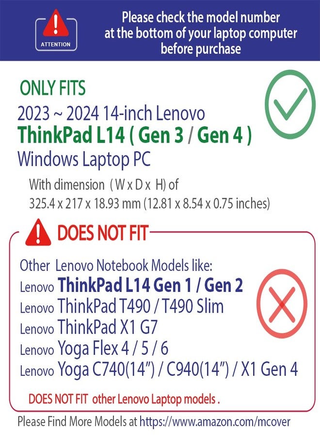 mCover ONLY Compatible with Lenovo ThinkPad L14 Gen 3 (2022-2024) 14 inch Windows Notebook Computer (Not for other models) Purple - Image 3