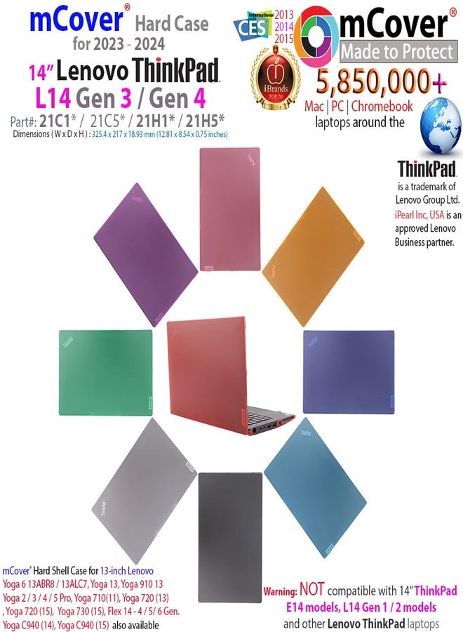 mCover ONLY Compatible with Lenovo ThinkPad L14 Gen 3 (2022-2024) 14 inch Windows Notebook Computer (Not for other models) Purple - Image 2