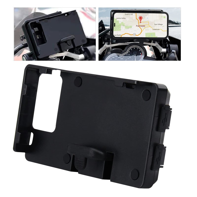 MDPROMCP حامل هاتف دراجة نارية MDPROMCP R1200GS مع شاحن USB مزدوج وتركيب هاتف محمول ودليل GPS متوافق مع F700GS F800GS R1200GS R1250GS CRF1000L أفريكا توين 12MM رول بار - Image 1