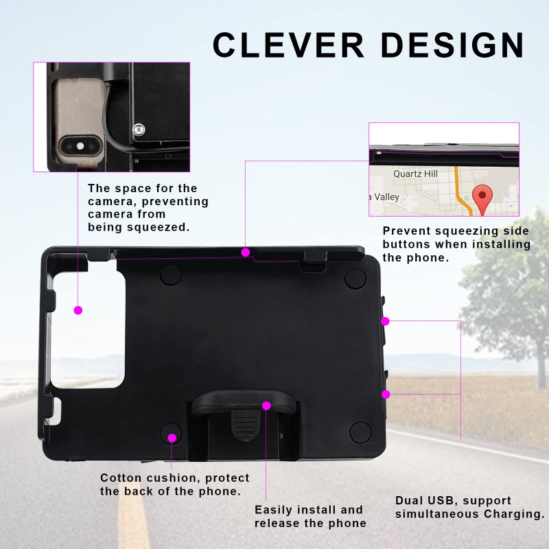 MDPROMCP حامل هاتف دراجة نارية MDPROMCP R1200GS مع شاحن USB مزدوج وتركيب هاتف محمول ودليل GPS متوافق مع F700GS F800GS R1200GS R1250GS CRF1000L أفريكا توين 12MM رول بار - Image 4